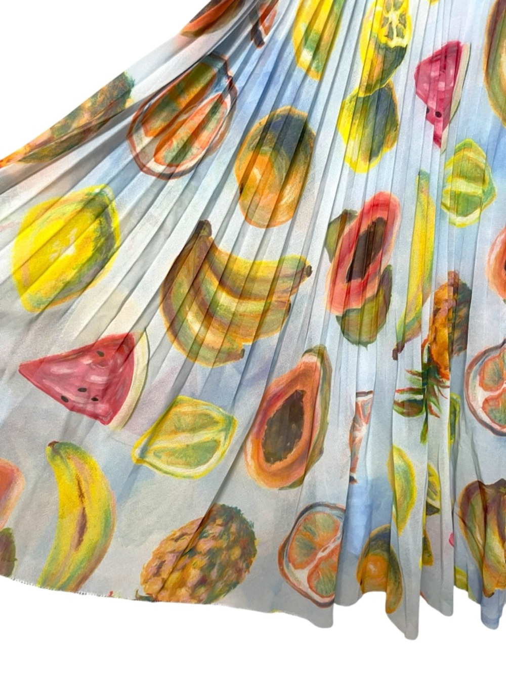 NWT Aritzia WILFRED Twirl Fruit Print Pleated Chiffon Midi Skirt XL - Picture 3 of 7